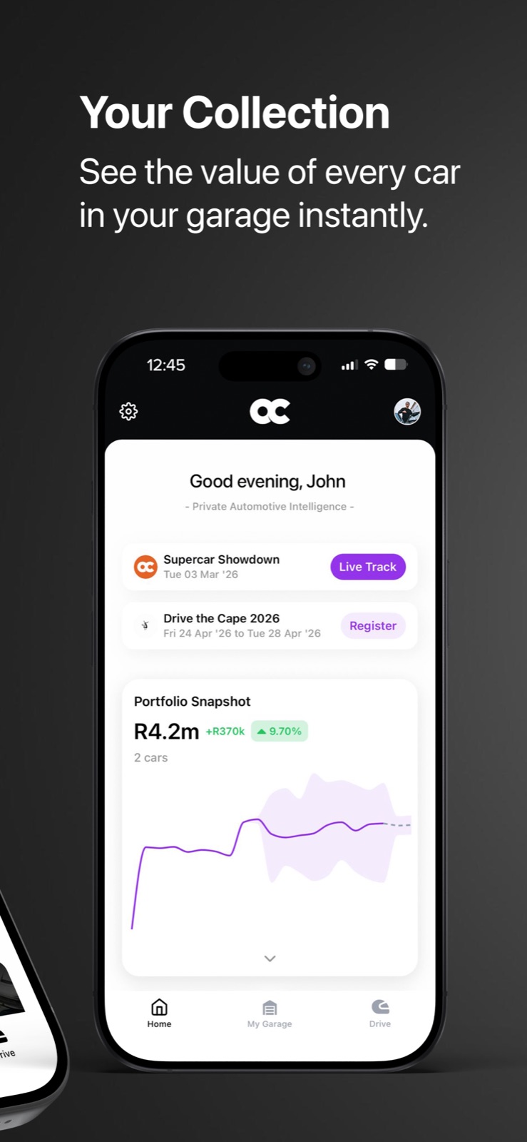 Your Collection, Owners Circle app screen