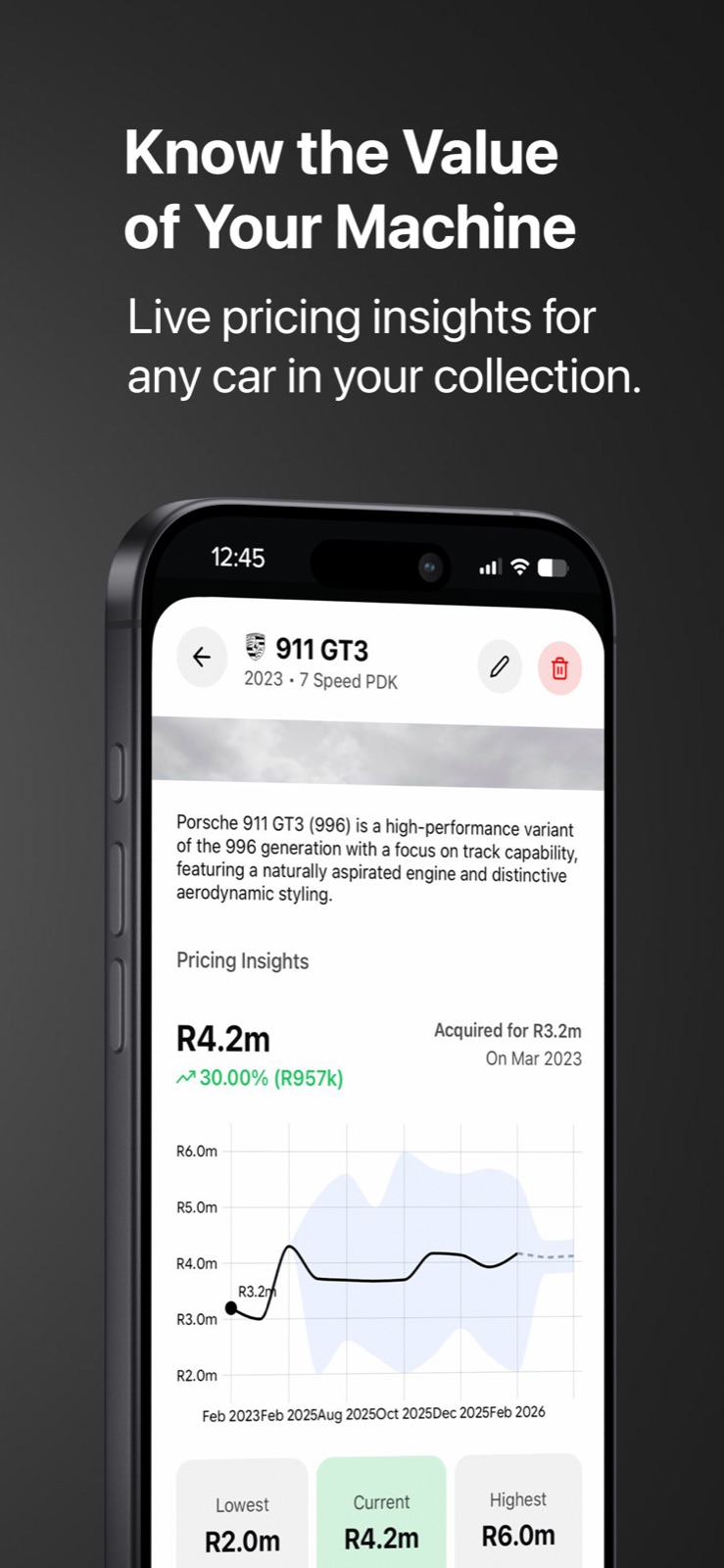 Know the Value of Your Machine, Owners Circle app screen