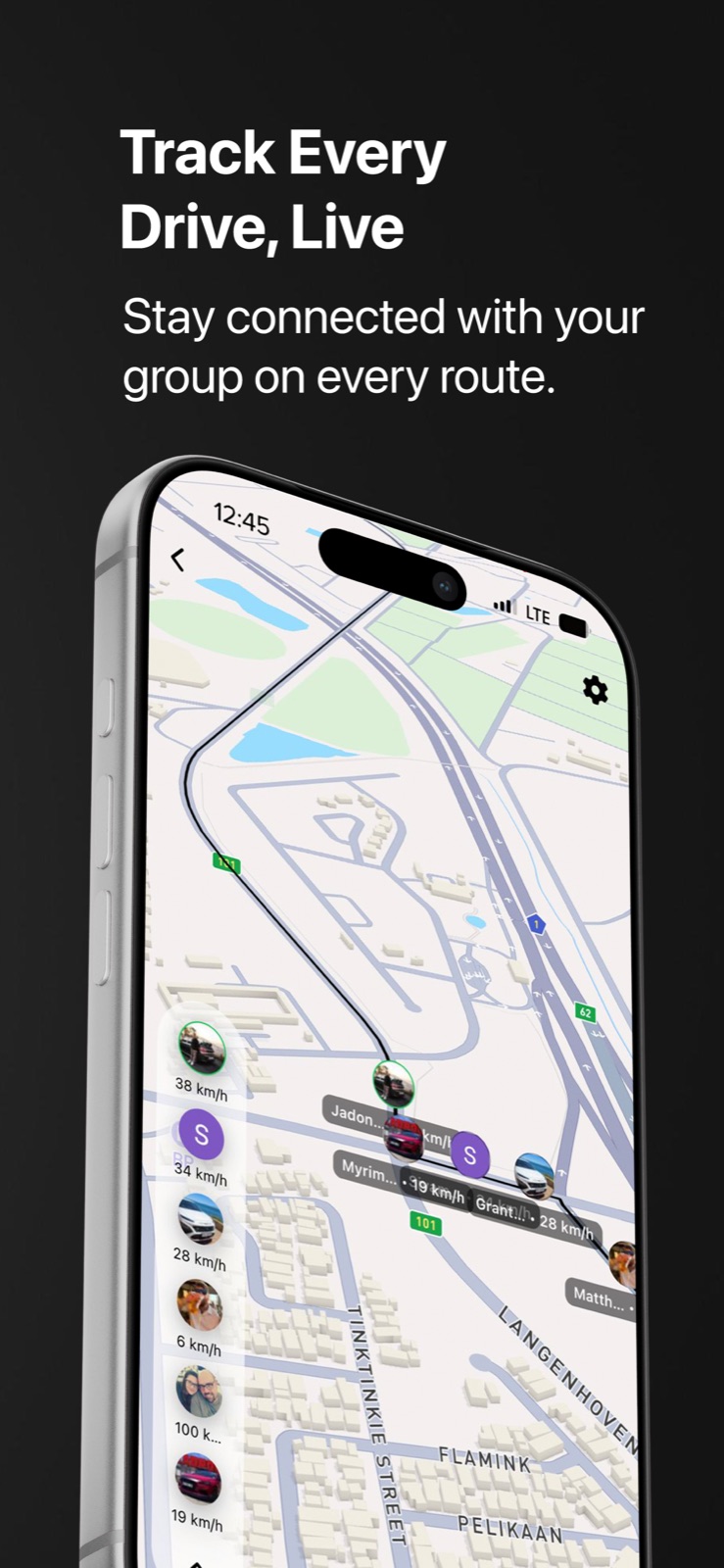 Track Every Drive, Live, Owners Circle app screen